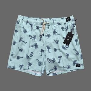 RVCA Men's 17" Elastic Waist Boardshort Pommier Palms Blue Haze Size XL NWT